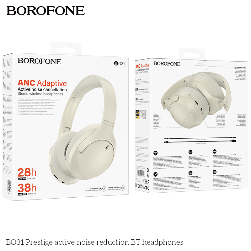 BOROFONE BO31 Prestige over-ear headphones ANC button NZ 9